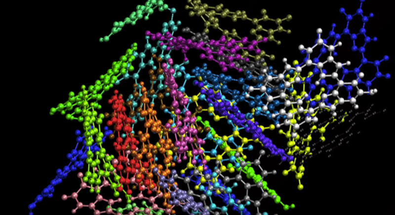 Molécula de melanina al microscopio electrónico